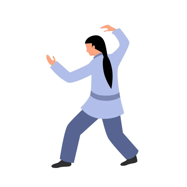 Tai Chi ve qigong egzersizleri yapan bir adamın vektör çizimi.