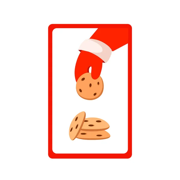 Cookies Voor Kerstman Hand Van Kerstman Neemt Het Koekje Vectorillustratie — Stockvector