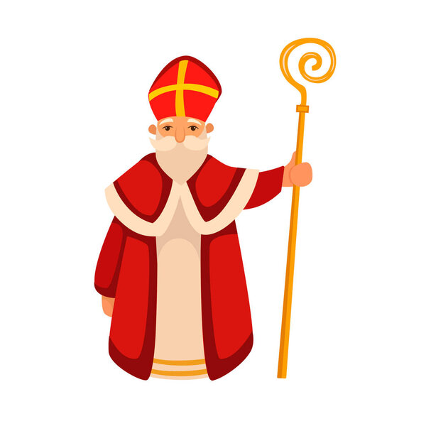Vector illustration for Christmas, cute Saint Nicholas