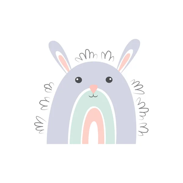 Funny Cartoon Rainbow Bunny Decor Baby Textiles Shower Baby Room — 图库矢量图片