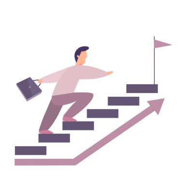 Müdür başarıya ulaşmak için merdivenleri çıkıyor.