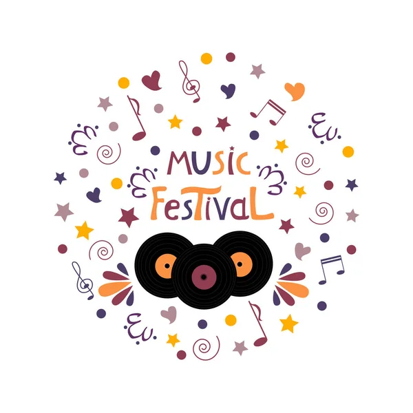 Dischi Musicali Concept Cerchio Festival Musicale — Vettoriale Stock