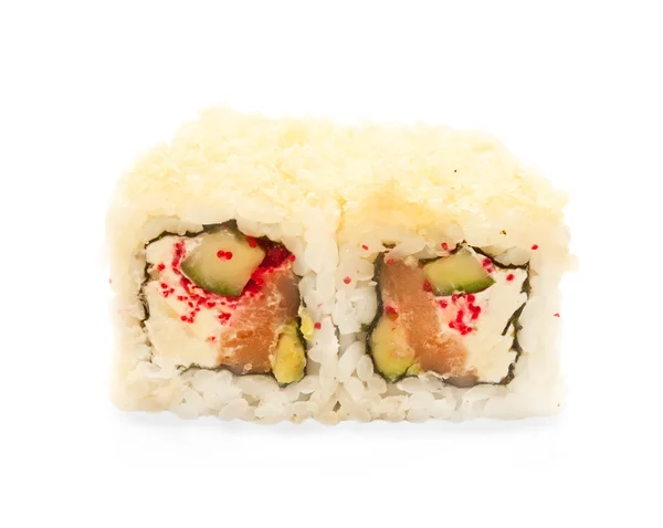 Closeup of a sushi roll isolated on white — Stock Photo, Image