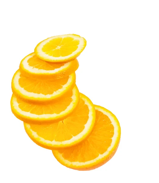 Ripe orange slices isolated on white — Stock Photo, Image