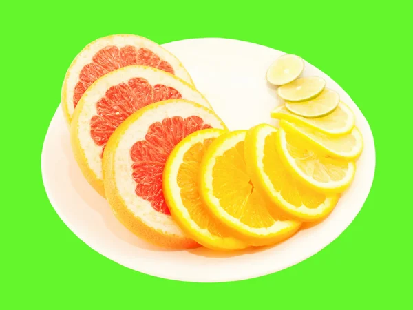 Ripe citrus slices on plate isolated — Stock Photo, Image