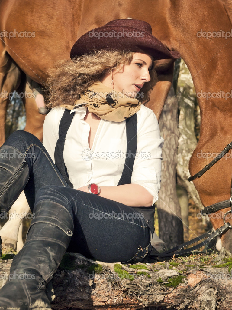 Sweet cowgirl riding