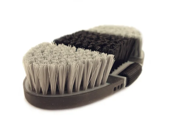 Soft brush black and grey for grooming horses — Stock Photo, Image