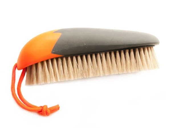 Soft brush orange and grey with natural bristle for grooming hor — Stock Photo, Image