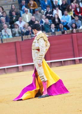 Sevilla-20 mei: novilladas in plaza de toros de sevilla. novill