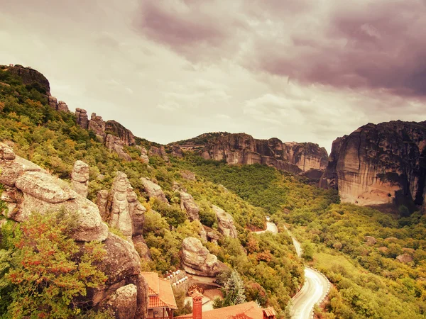 Widok z dachu klasztor meteora, Grecja — Zdjęcie stockowe