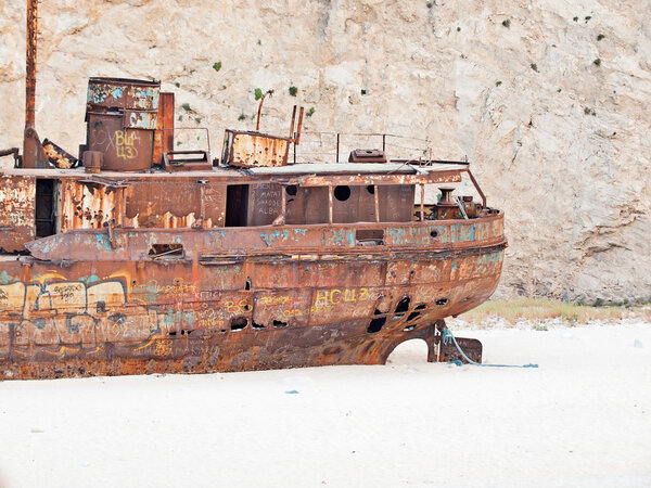 Разрушительный корабль в Занте Бич. Греция
