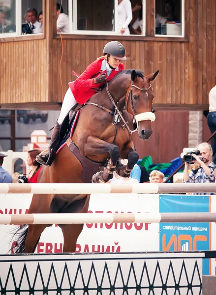 Esporte salto equestre — Fotografia de Stock