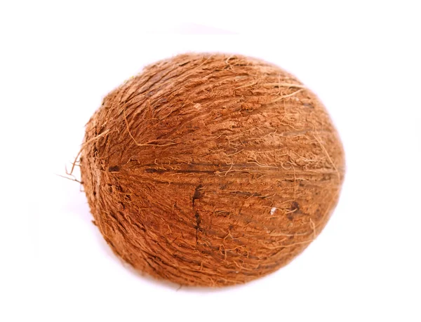 Ein hochauflösendes Foto einer Kokosnuss auf weißem Hintergrund. — Stockfoto