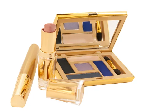 Gold Make-up Sammlung isoliert — Stockfoto