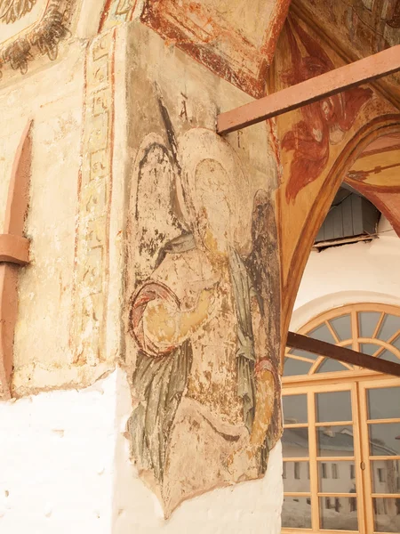 Antique parede byzantine fresco- mosteiro (Rússia, Tikhvin ) — Fotografia de Stock