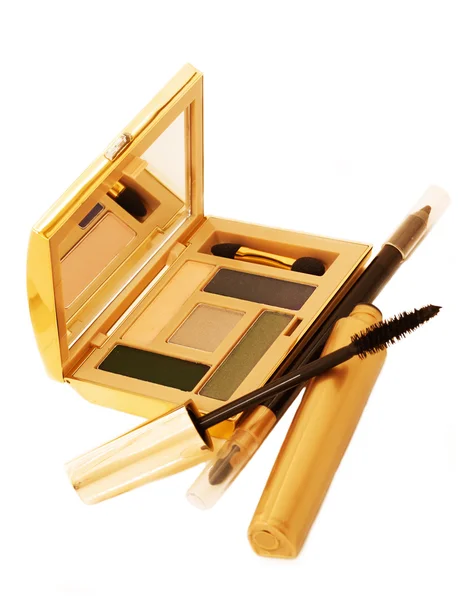 Gold Make-up Sammlung isoliert — Stockfoto