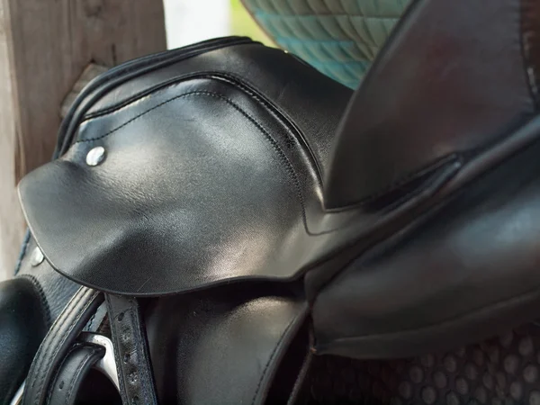 Selle de dressage recadrée. yp proche — Photo