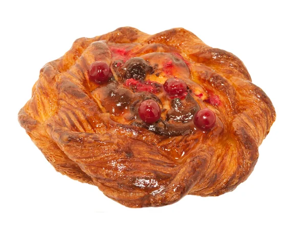 Delicious freshly baked pastry with cranberries isolated — Stock Photo, Image