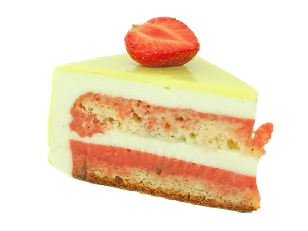 ケーキ イチゴと白で隔離されるライム — ストック写真