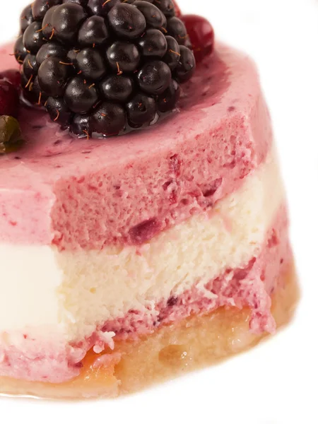 Yogurt cranberries cake with berries. macro — Stock Photo, Image