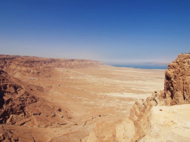 İsrail Masada kalesinden Ölü Deniz manzarası