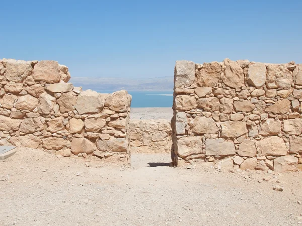 Вид на Мертвое море из крепости Масада, Израиль — стоковое фото