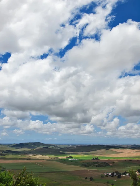 Aerial view of a green rural area under blue sky. Spain, Andalus — Stock Photo, Image