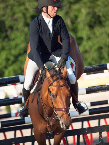 SAINT PETERSBURG-JULY 05: Rider Valdemaras Zukauskas on Domien — Stock Photo, Image