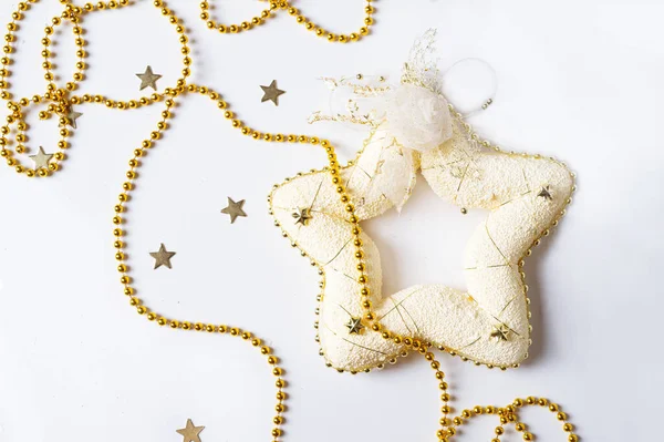 Christmas Star Decoration White Background Holiday Concept — Fotografia de Stock