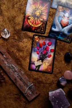 Tipik Lenormand heceleme kartları. hobi ve yaşam tarzı konsepti