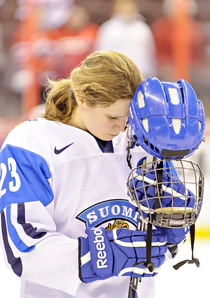 IIHF Bayanlar Dünya Şampiyonası bronz madalya oyun - Rusya V Finlandiya — Stok fotoğraf