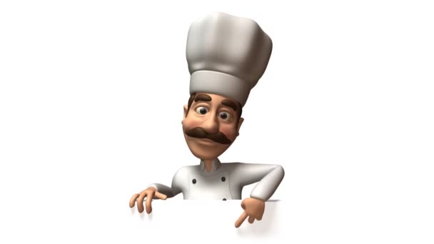 Шеф-повар с белым знаком — стоковое видео