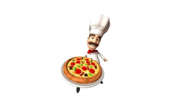 italský šéfkuchař s pizza