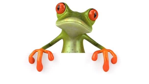 Frog with a blank sign — Stock Video
