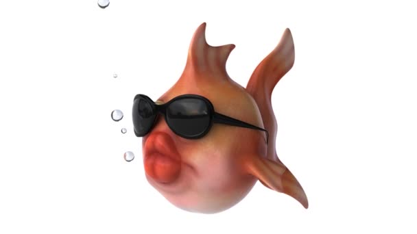 Goldfish with sunglasses — Stock Video