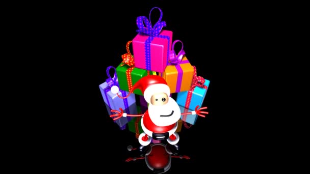 Santa Claus with gifts — Stock Video