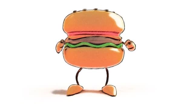 Tecknade hamburger dans — Stockvideo
