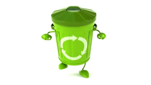 Зеленый мусорный бак — стоковое видео