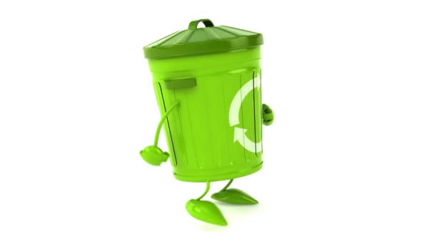 Green trash can walking — Stock Video