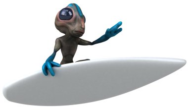 Alien on a surf board clipart