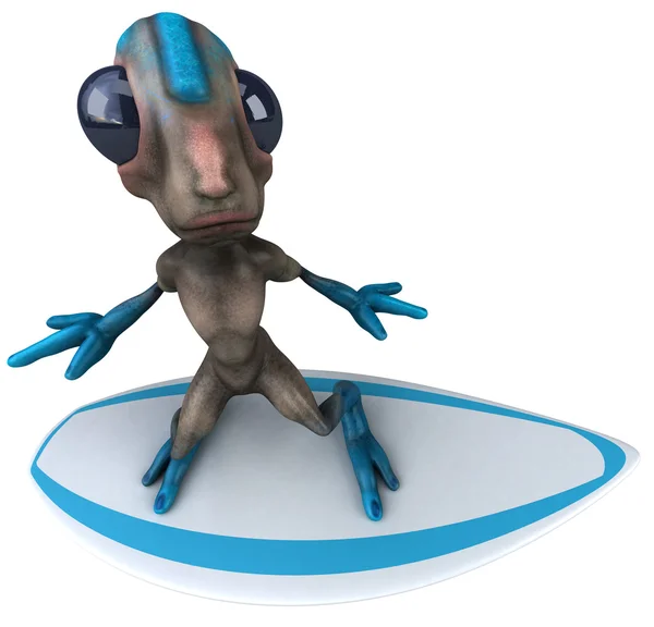 Alien on a surf board — Stock Photo, Image