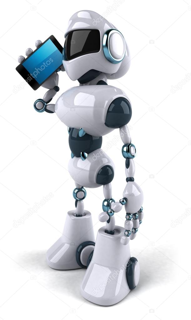 Robot with a mobile phone Stock Photo by ©julos 13934832