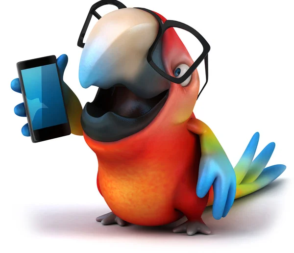 Papagáj és a telefon — Stock Fotó