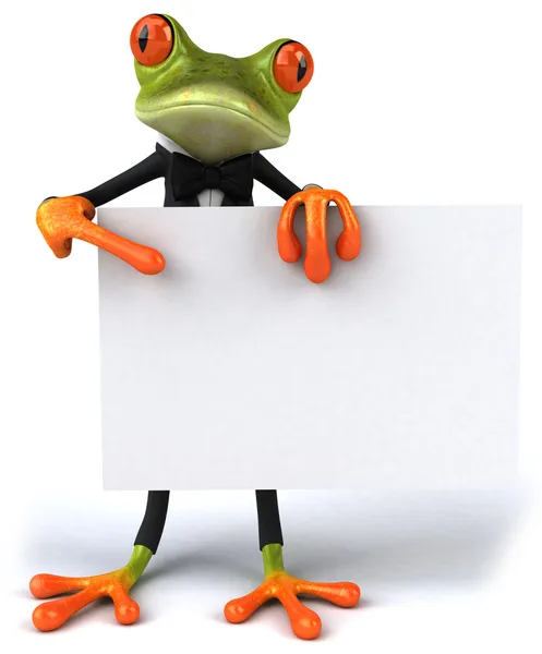 Business frog with a sign — Stock Photo, Image