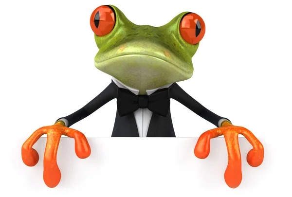 Business frog with a sign — Stock Photo, Image