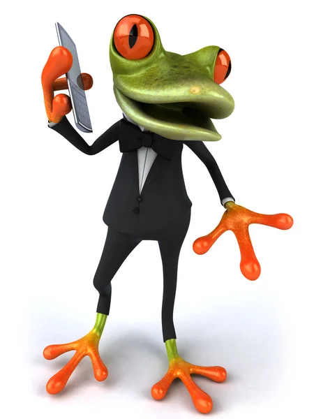 Frog with a mobile phone — Stock Photo, Image