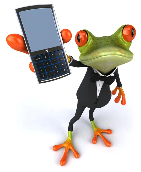 Βάτραχος με ένα κινητό τηλέφωνο — Φωτογραφία Αρχείου