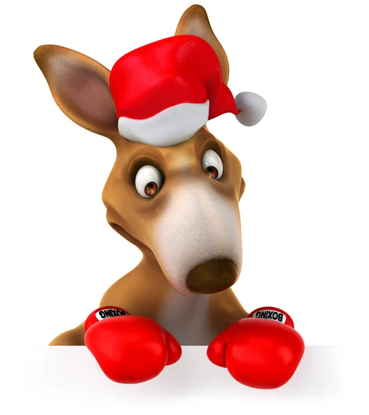 Natal canguru boxer com um sinal — Fotografia de Stock