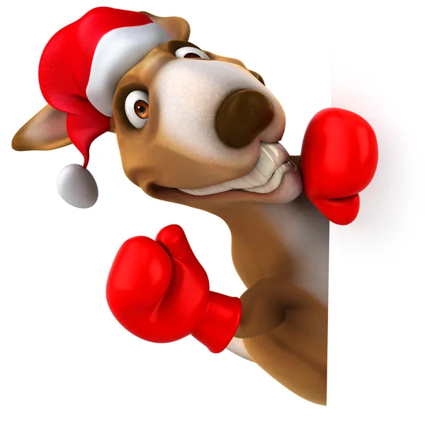 Рождественский кенгуру боксер с табличкой — стоковое фото
