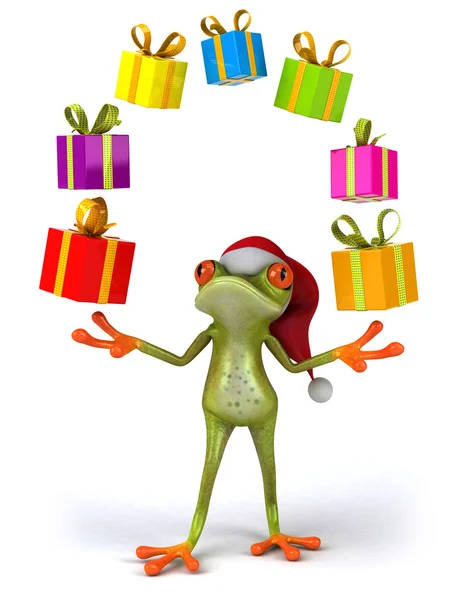 Новорічна жаба з подарунками — стокове фото